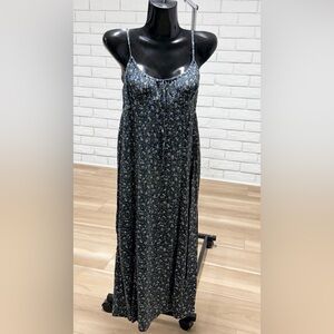 No Boundaries Black Floral Maxi Slip Dress